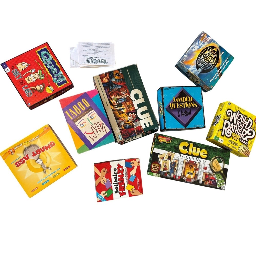 Board Game Lot of 9 Clue Taboo Smart Ass Loaded Questions Would You Rather Quelf